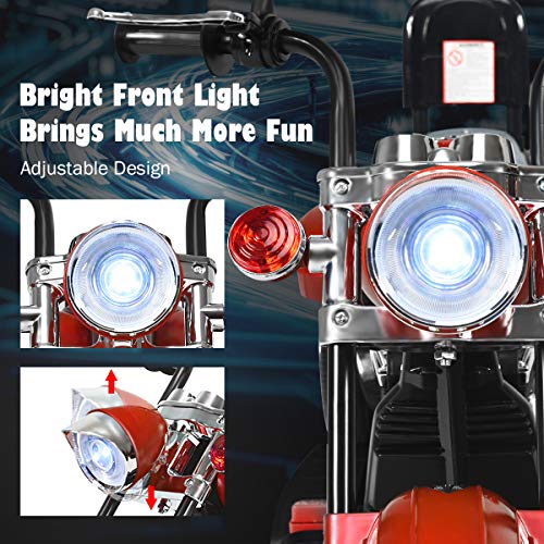Costzon Kids Ride on Chopper Motocicleta, Triciclo de motocicleta alimentado por batería de 6 V con bocina, faro, interruptor de avance/retroceso, certificación ASTM, 3 ruedas de paseo en juguetes para niños y niñas regalo (blanco)