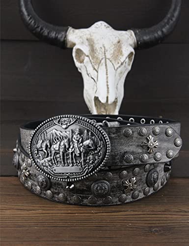 Cinturón de vaquero occidental para hombre, estilo punk rock