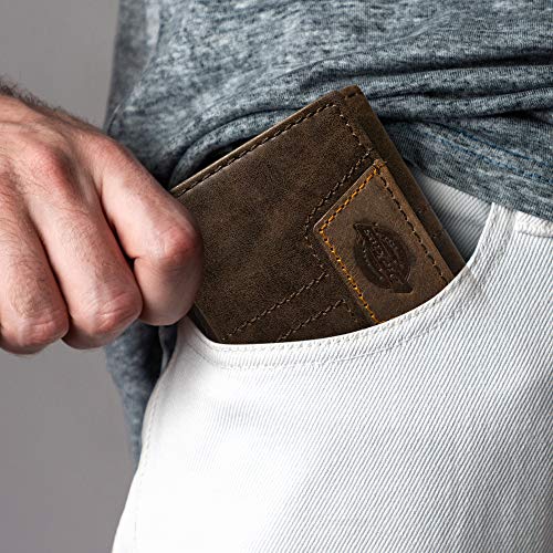 Cartera triple de cuero para hombre