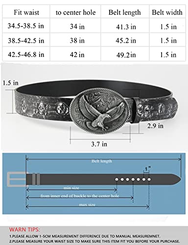 Cinturón de vaquero occidental para hombre, estilo punk rock