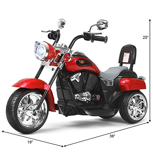 Costzon Kids Ride on Chopper Motocicleta, Triciclo de motocicleta alimentado por batería de 6 V con bocina, faro, interruptor de avance/retroceso, certificación ASTM, 3 ruedas de paseo en juguetes para niños y niñas regalo (blanco)