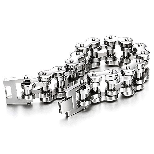 Pulsera de cadena de motocicleta resistente para hombre, de acero inoxidable