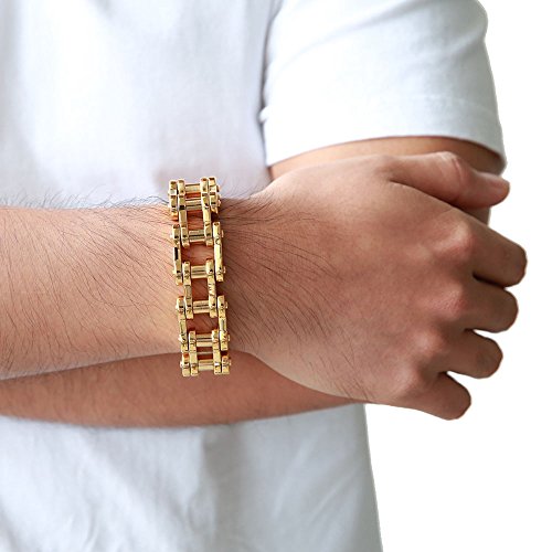 Pulsera de cadena de motocicleta resistente para hombre, de acero inoxidable