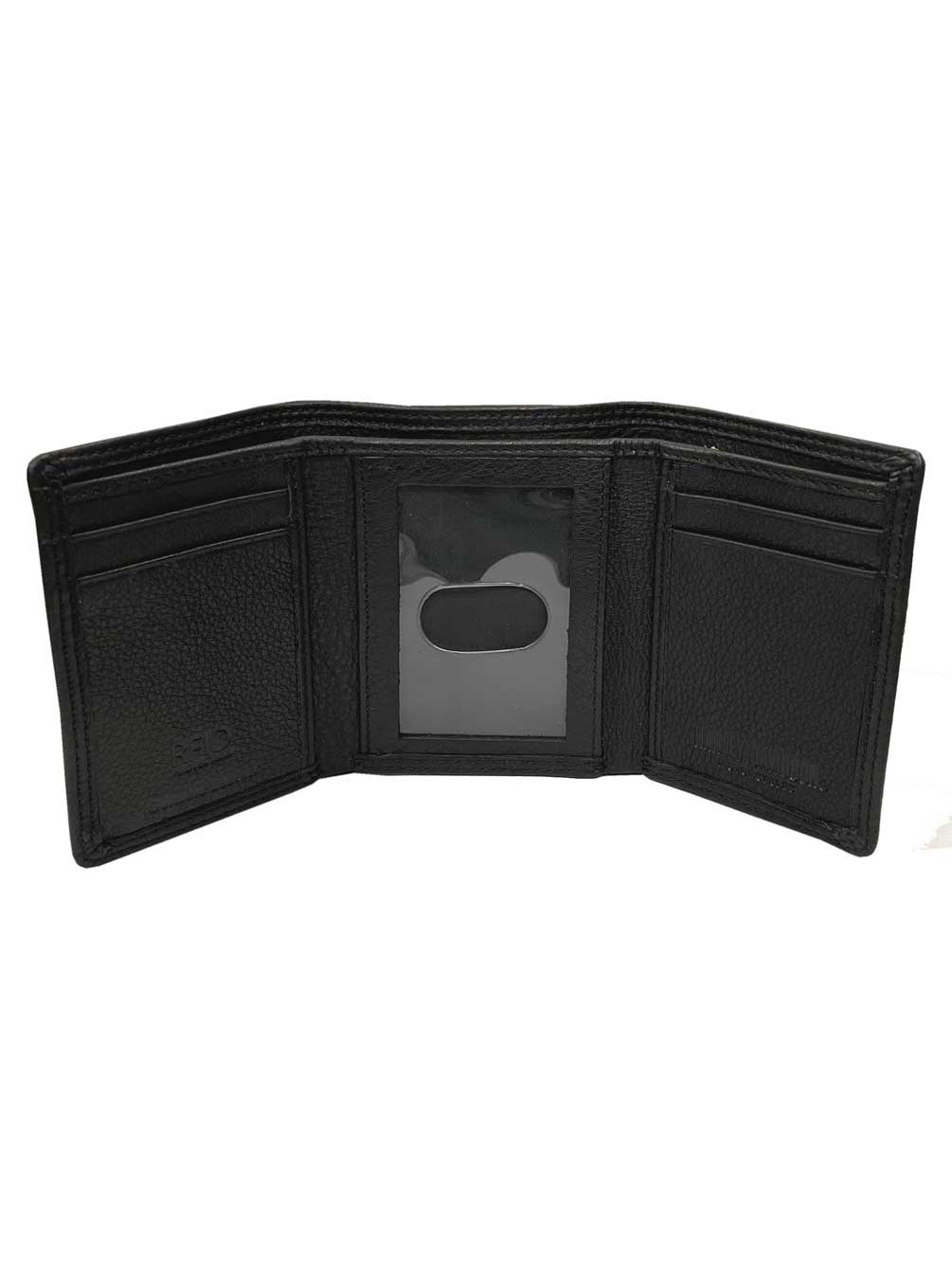 Harley-Davidson Men's Classic H-D Leather Tri-Fold Wallet Set de regalo en caja - Negro, Harley Davidson