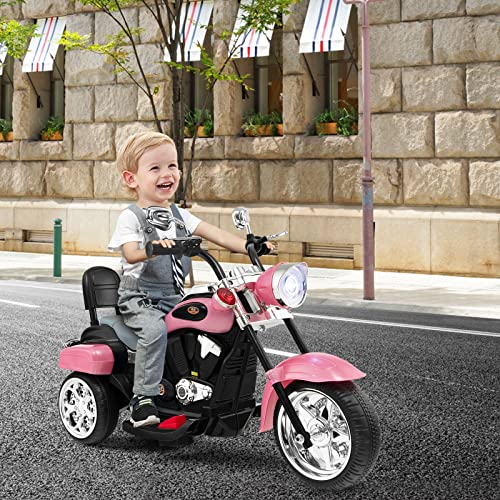 Costzon Kids Ride on Chopper Motocicleta, Triciclo de motocicleta alimentado por batería de 6 V con bocina, faro, interruptor de avance/retroceso, certificación ASTM, 3 ruedas de paseo en juguetes para niños y niñas regalo (blanco)