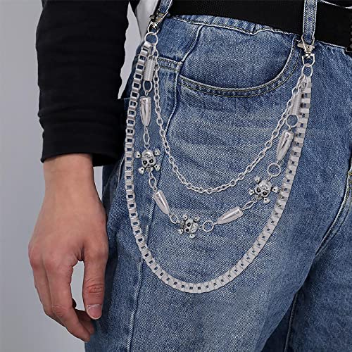 Cadenas de jeans, cadena de cartera, cadena de pantalones, cadena de bolsillo de plata, cadenas de calavera,cadenas de rock, cadena de cinturón de metal gótico punk, cadena de pantalones de motorista, accesorio de joyería, r