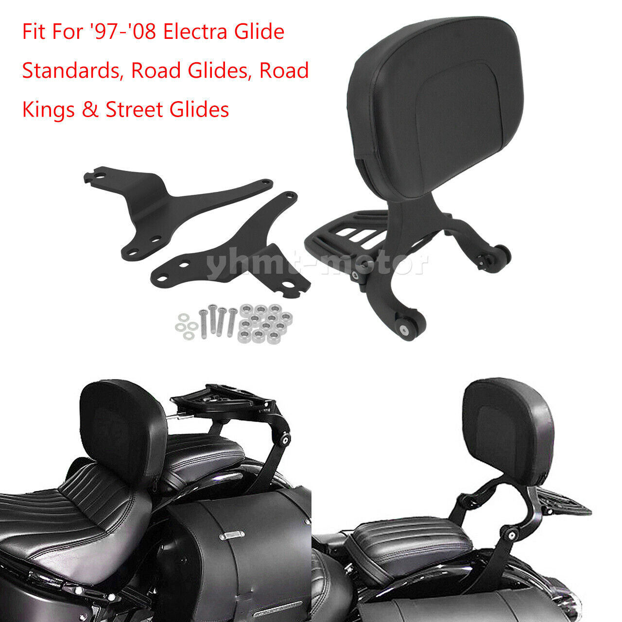 Montaje ajustable del respaldo del pasajero del conductor apto para Harley Touring 1997-2008