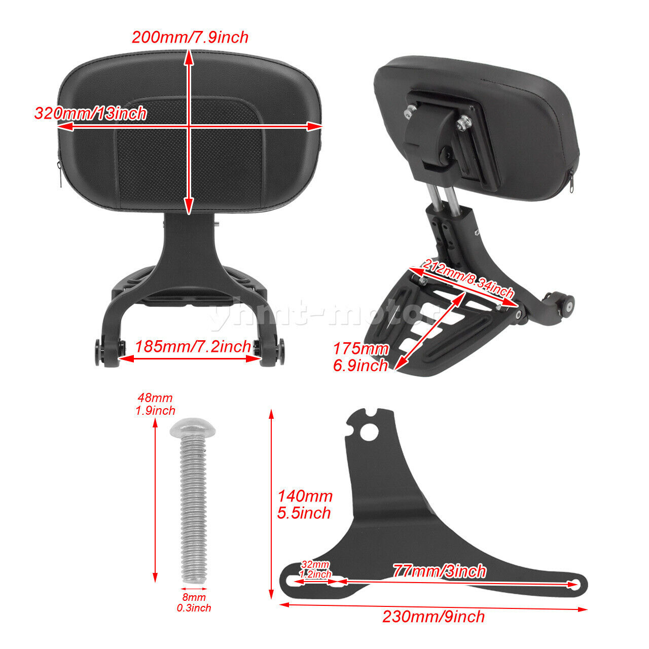 Montaje ajustable del respaldo del pasajero del conductor apto para Harley Touring 1997-2008