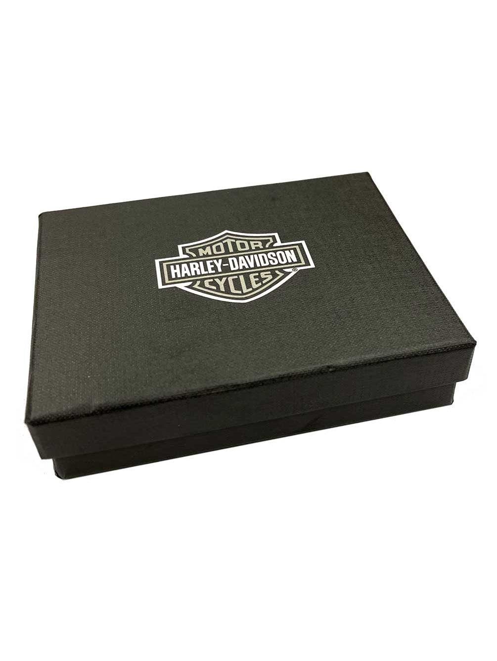 Harley-Davidson Men's Classic H-D Leather Tri-Fold Wallet Set de regalo en caja - Negro, Harley Davidson