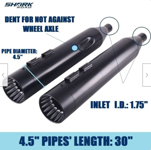 SHARKROAD 4.5 No Baffle Loud Slip On Silenciadores para Harley Escape 95-16 Touring