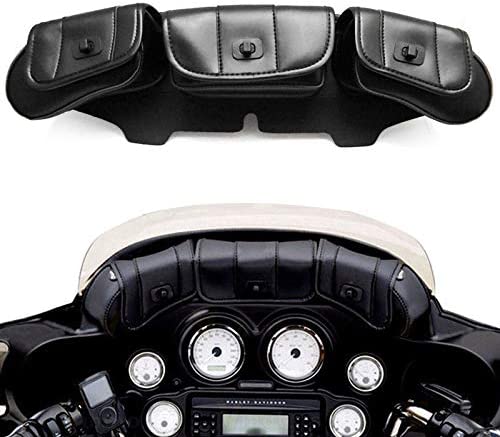 Bolsa para parabrisas de motocicleta de piel sintética con cierres magnéticos compatible con Harley Touring Street Glide Electra Glide