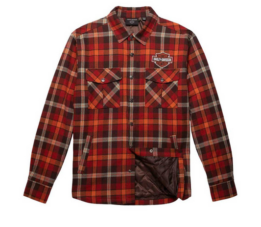 Harley-Davidson® Men's Milwaukee Long Sleeve Plaid Flannel - Orange 96138-23VM