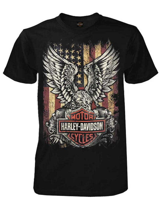 Camiseta Harley-Davidson Custom Freedom de manga corta con cuello redondo para hombre - Negro (L), Harley Davidson
