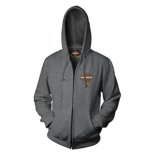 Harley-Davidson Men's Zip Hoodie - Overseas Tour | Military Skull Text 2X Athletic Heather