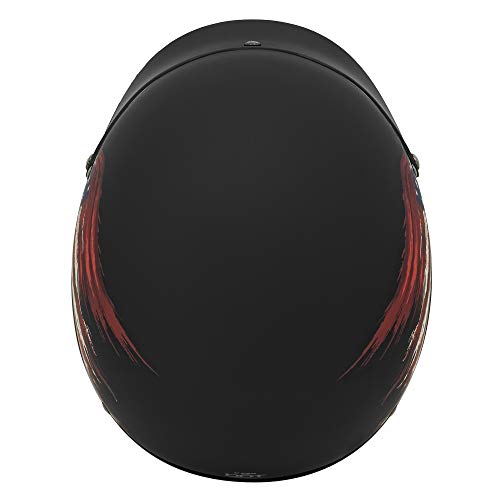 VCAN Cruiser Solid Flat Black Half Face Motorcycle Helmet (Flag, Large)