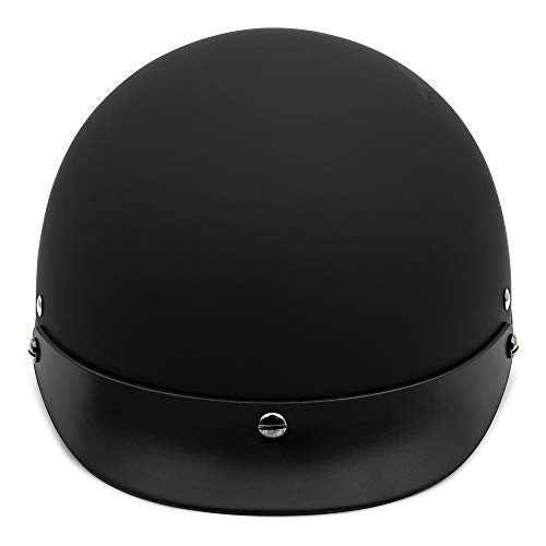 VCAN Cruiser Solid Flat Black Half Face Motorcycle Helmet (Flag, Large)
