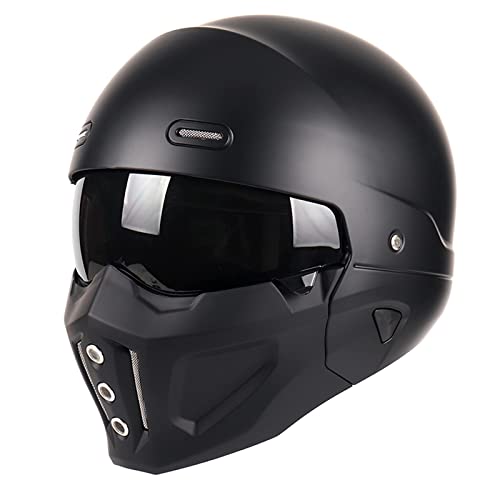 Woljay Open Face Full face Helmet Motorcycle Modular Helmets for Unisex-Adult Street Bike Cruiser Scooter DOT Approved (X-Large, Gloss Black)