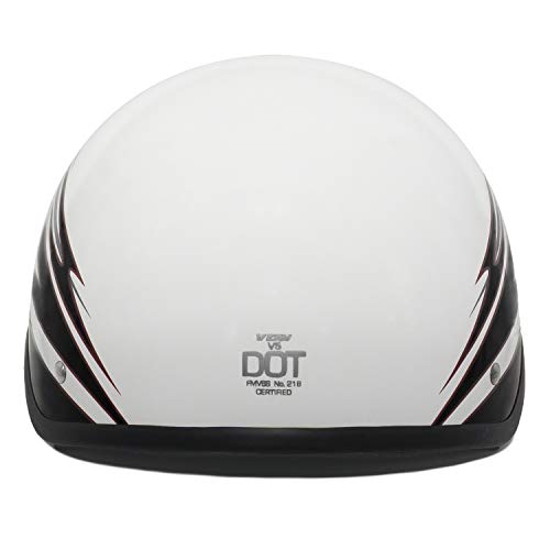 VCAN Cruiser Solid Flat Black Half Face Motorcycle Helmet (Flag, Large)