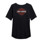 Harley-Davidson Women's Logo Henley Tee Shirt - 96148-21VW (as1, Alpha, s, Regular, Regular, Small) Black