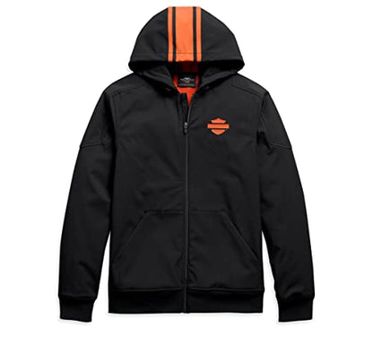 Chaqueta elástica con capucha y rayas verticales para hombre Harley-Davidson, negra