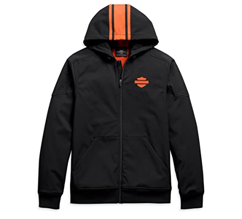 Chaqueta elástica con capucha y rayas verticales para hombre Harley-Davidson, negra
