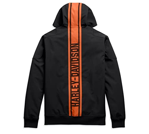 Chaqueta elástica con capucha y rayas verticales para hombre Harley-Davidson, negra
