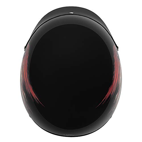 VCAN Cruiser Solid Flat Black Half Face Motorcycle Helmet (Flag, Large)