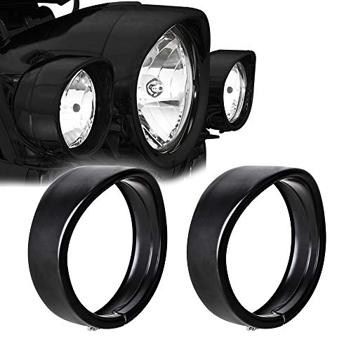 Kit de anillo francés de luces cromadas para motocicleta compatible con Harley, anillo de ajuste de faro delantero de 7 pulgadas, visera decorativa + anillo de ajuste de luz antiniebla de 4 1/2 pulgadas, visera decorativa (cromo)