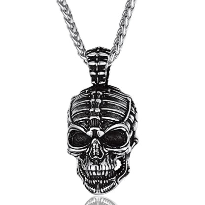 Collar de calavera para hombre, serpiente, árbol de la vida, etiqueta de perro de calavera