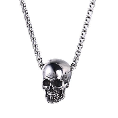 Colgante de calavera para hombre/collar de pulpo, joyería punk gótica de acero inoxidable, collares de rockero con cabeza de esqueleto personalizada con cadena de 22-24 pulgadas