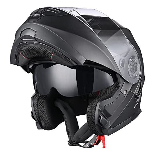 Casco modular y abatible de motocicleta, de cara completa con certificación DOT y visera doble