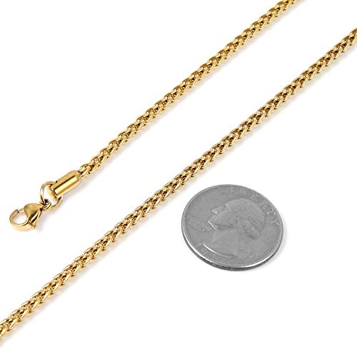 Collares de cadena plateada de acero inoxidable con diseño de espiga de 3.0 milímetros para hombres y mujeres de 16 -30 pulgadas