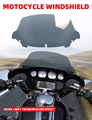 Amazicha 7" Smoke Wave Windshield Windscreen Compatible for 2014-2023 Harley Davidson Touring Street Glide/Electra Glide/Ultra Limited/Tri Glide FLHT FLHX FLHXS FLHTK (Tint)
