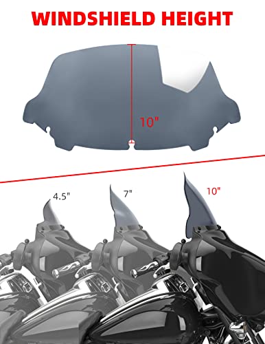 Amazicha 7" Smoke Wave Windshield Windscreen Compatible for 2014-2023 Harley Davidson Touring Street Glide/Electra Glide/Ultra Limited/Tri Glide FLHT FLHX FLHXS FLHTK (Tint)