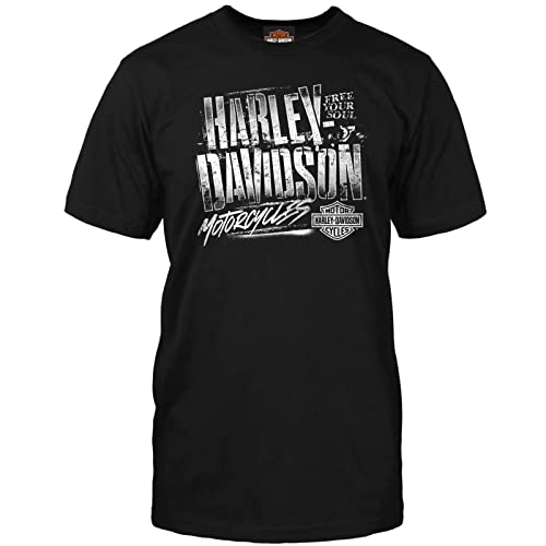 Harley-Davidson Military - Men's Black Graphic T-Shirt - USAG Stuttgart | Grunge Spray X-Large