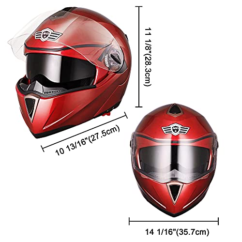 Casco modular y abatible de motocicleta, de cara completa con certificación DOT y visera doble