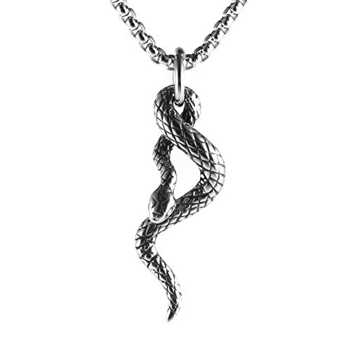 collar con dije de serpiente de acero inoxidable para hombre