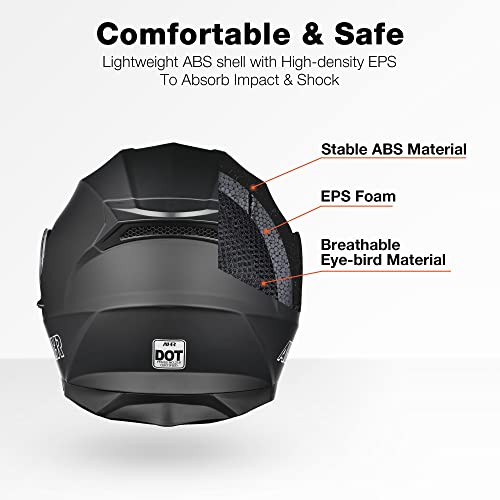 Casco modular y abatible de motocicleta, de cara completa con certificación DOT y visera doble
