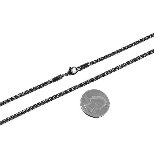 Collares de cadena plateada de acero inoxidable con diseño de espiga de 3.0 milímetros para hombres y mujeres de 16 -30 pulgadas