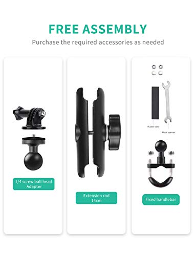 Soporte de motocicleta para cámara para accesorios GoPro, soporte de abrazadera de cámara de acción de metal de rotación de 360 grados con rosca de 1/4 para manillar de moto bicicleta, para GoPro Hero 10 9 8 7 6 5 4,