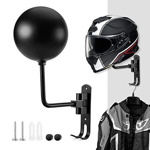 Soporte para casco de motocicleta, soporte para casco, montaje en pared, rotación de 180 grados, gancho doble para abrigos, gorras, sombreros, accesorios de motocicleta