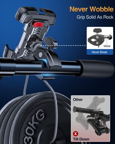 Soporte de teléfono para motocicleta, [Anti-vibración de viento de 150 mph] [Apto para teléfonos grandes de 7.2 pulgadas]  [5s Easy Install] Soporte de teléfono para manillar, compatible con iPhone, todos los teléfonos celulares