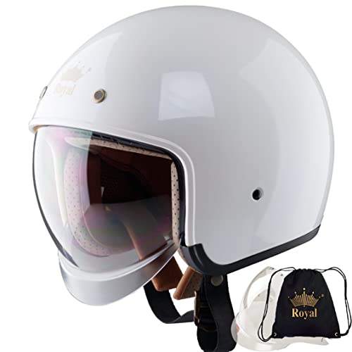 Royal M139 Open Face Motorcycle Helmet - Retro Motorcycle Helmets, Vintage & Classic Style, 3/4 Vespa Helmet, Multi-Sport Impact Protection with Unique Design for Adult Women and Men