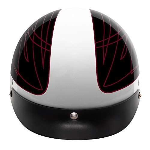 VCAN Cruiser Solid Flat Black Half Face Motorcycle Helmet (Flag, Large)