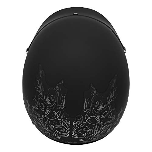 VCAN Cruiser Solid Flat Black Half Face Motorcycle Helmet (Flag, Large)