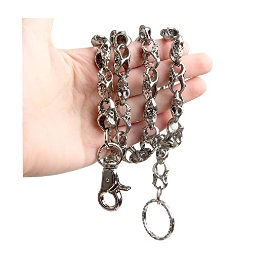 Cadena de cartera para hombre de 34 pulgadas, con diseño de calavera