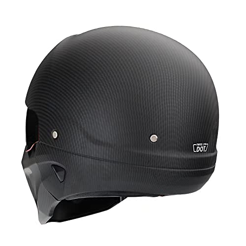 Woljay Open Face Full face Helmet Motorcycle Modular Helmets for Unisex-Adult Street Bike Cruiser Scooter DOT Approved (X-Large, Gloss Black)