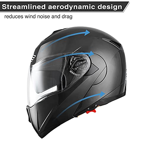 Casco modular y abatible de motocicleta, de cara completa con certificación DOT y visera doble