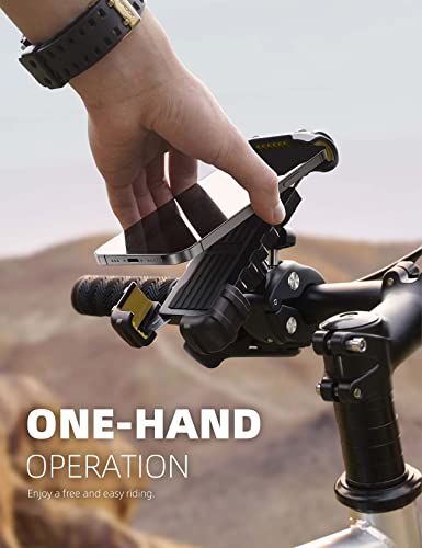Lamicall Bike Phone Holder Mount - Motorcycle Handlebar Phone Mount Clamp, One Hand Operation ATV Scooter Phone Clip for iPhone 12 / 11 Pro Max / X / XS, Galaxy S10 and 4.7"- 6.8" Cellphone - Black