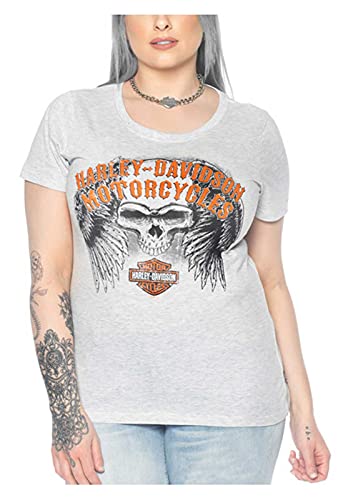 Harley-Davidson Women's Sketching Embellished Short Sleeve Cotton-Blend Tee (S)